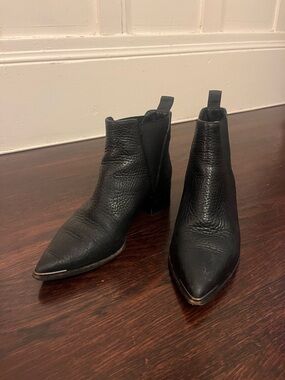 Acne Black Pointed-Toe Leather Ankle Booties